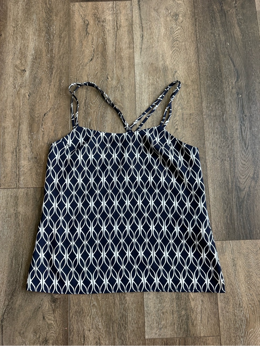 Banana Republic Navy and White Geometric Spaghetti Strap Camisole Women’s Size 0